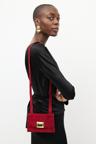 Frances Patiky Stein Red & Gold Suede Bag