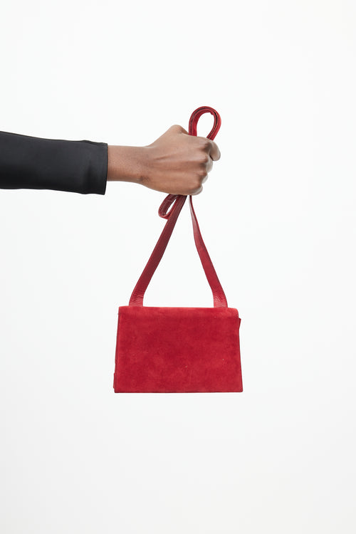 Frances Patiky Stein Red & Gold Suede Bag