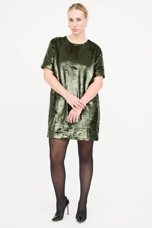 The Frankie Shop Sequin Short Sleeve Dress