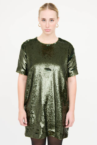 The Frankie Shop Sequin Short Sleeve Dress