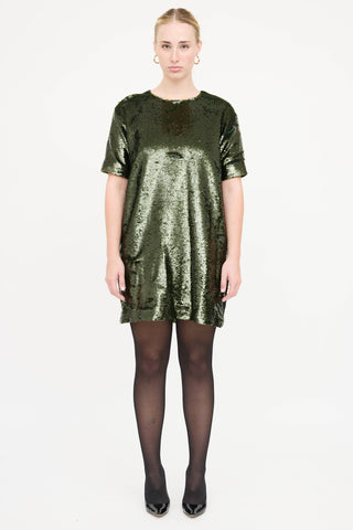 The Frankie Shop Sequin Short Sleeve Dress