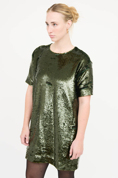 The Frankie Shop Sequin Short Sleeve Dress