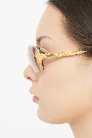 Fred Gold Pearl Rectangular Sunglasses