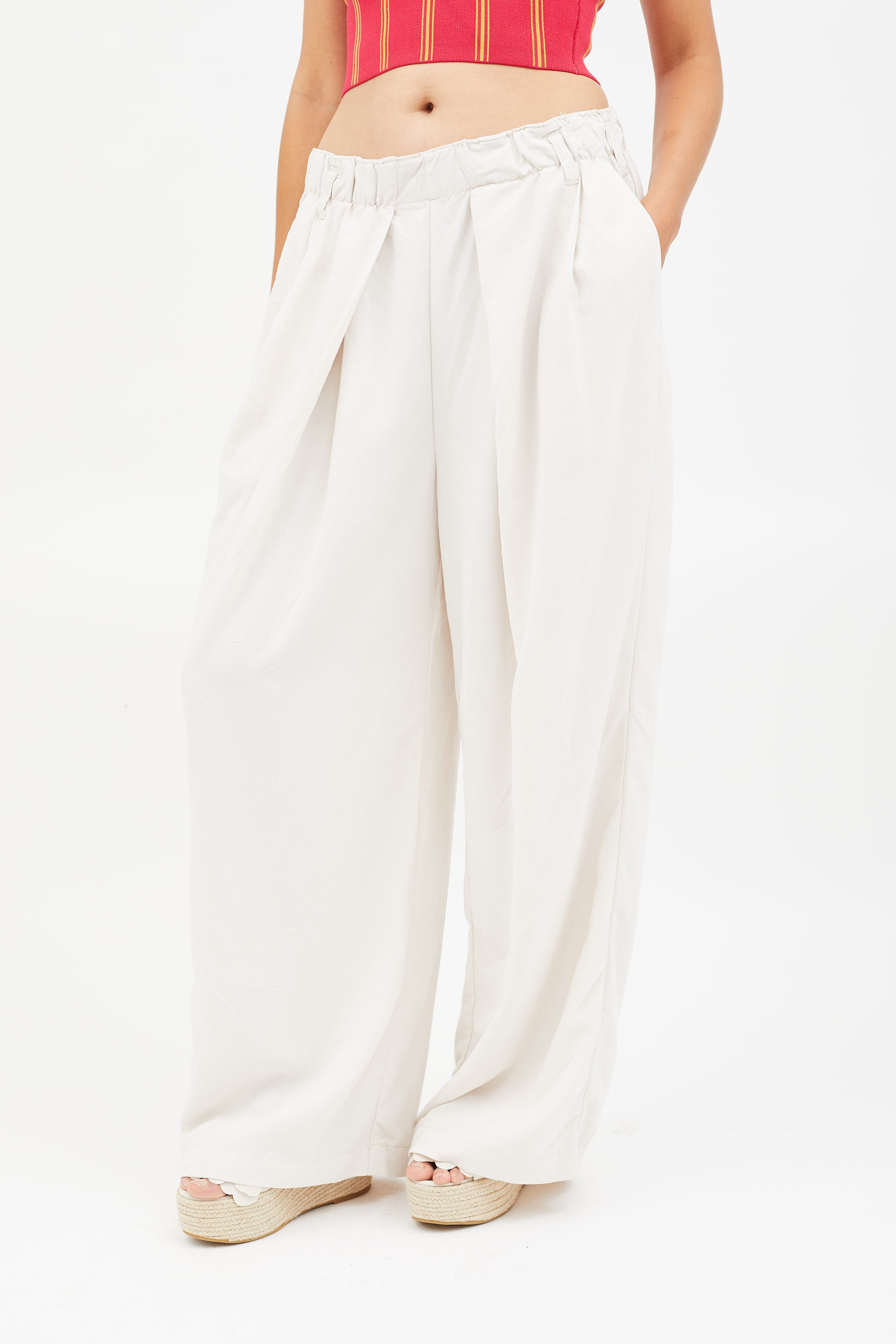 Free People // Cream Pleated Wide Leg Pant – VSP Consignment