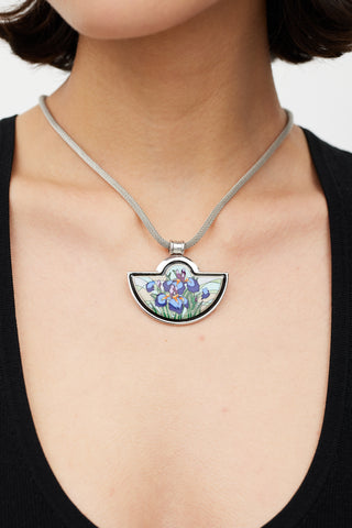 Frey Wille Silver Blue Iris Pendant Necklace