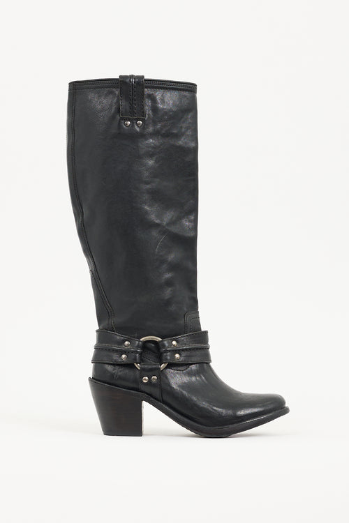 Frye Black Leather Carmen Harness Boot