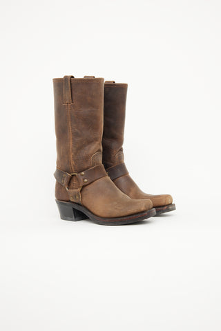 Frye Brown Leather Buckle Boot