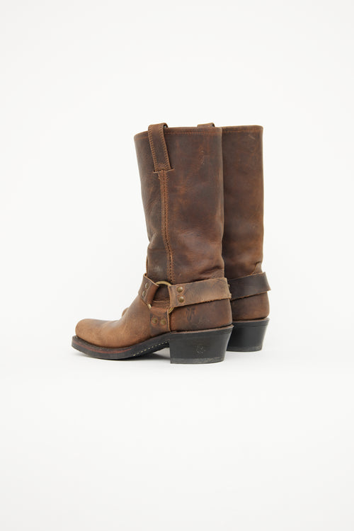 Frye Brown Leather Buckle Boot