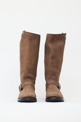Frye Brown Pebbled Leather Veronica Slouch Boot