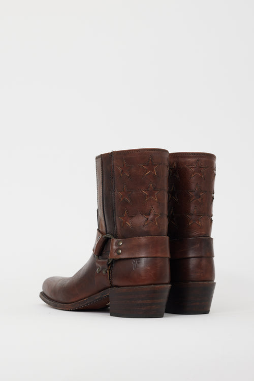 Frye Brown Leather Star Western Boot