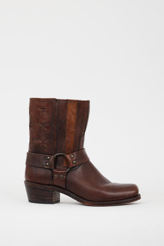 Frye Brown Leather Star Western Boot