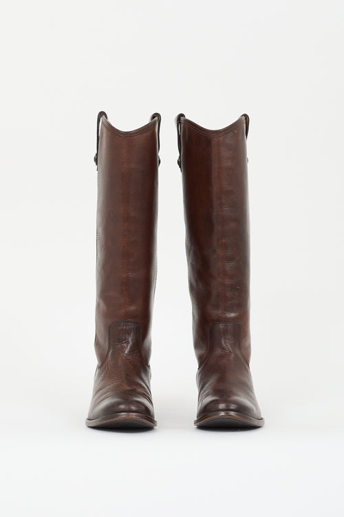 Frye Dark Brown Leather Melissa Button Boot