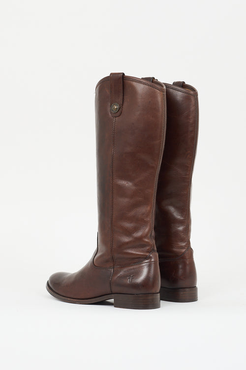 Frye Dark Brown Leather Melissa Button Boot