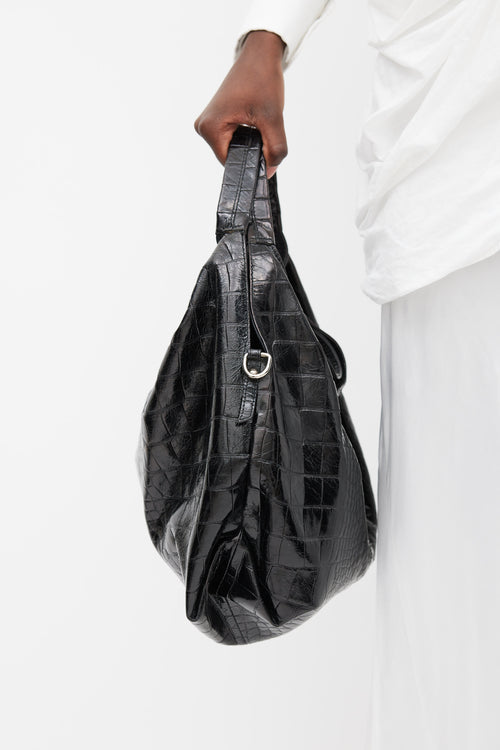 Furla Black Textured Leather Shoulder Bag