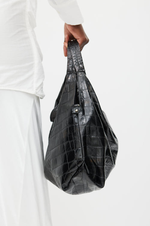 Furla Black Textured Leather Shoulder Bag