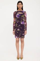 Fuzzi Floral Cut Out Mesh Dress