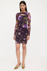 Fuzzi Floral Cut Out Mesh Dress