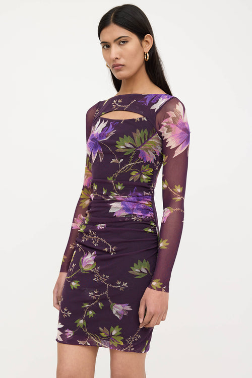 Fuzzi Floral Cut Out Mesh Dress
