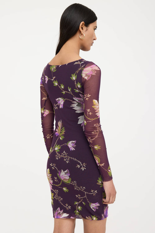 Fuzzi Floral Cut Out Mesh Dress