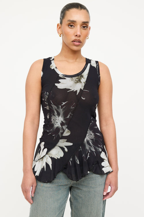 Fuzzi Floral Mesh Bias Top