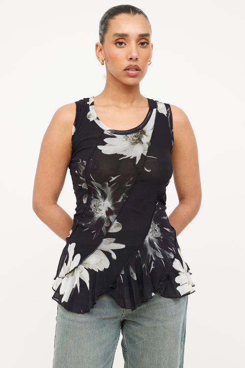 Fuzzi Floral Mesh Bias Top