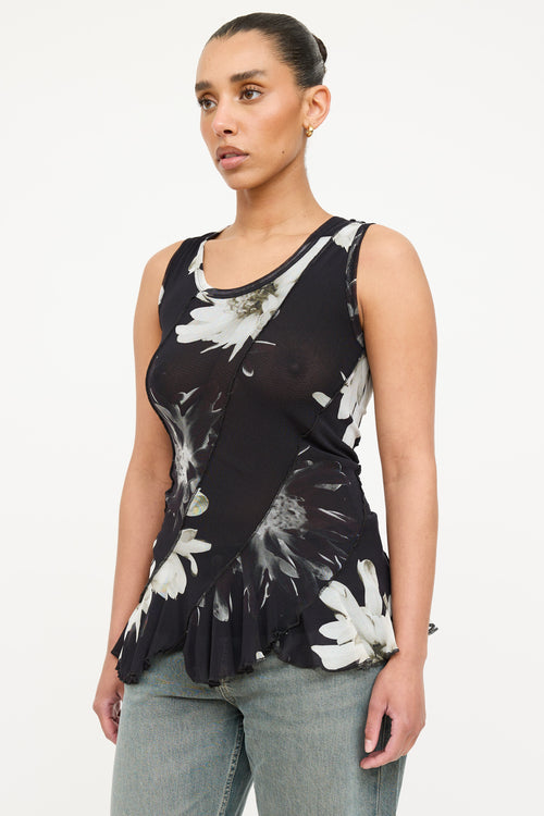 Fuzzi Floral Mesh Bias Top