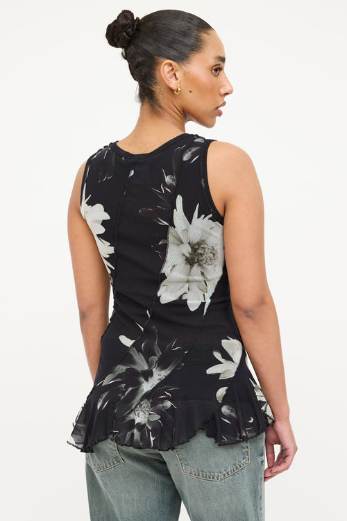 Fuzzi Floral Mesh Bias Top