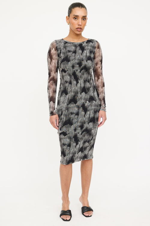 Fuzzi Sheer Patterned Mesh Dress
