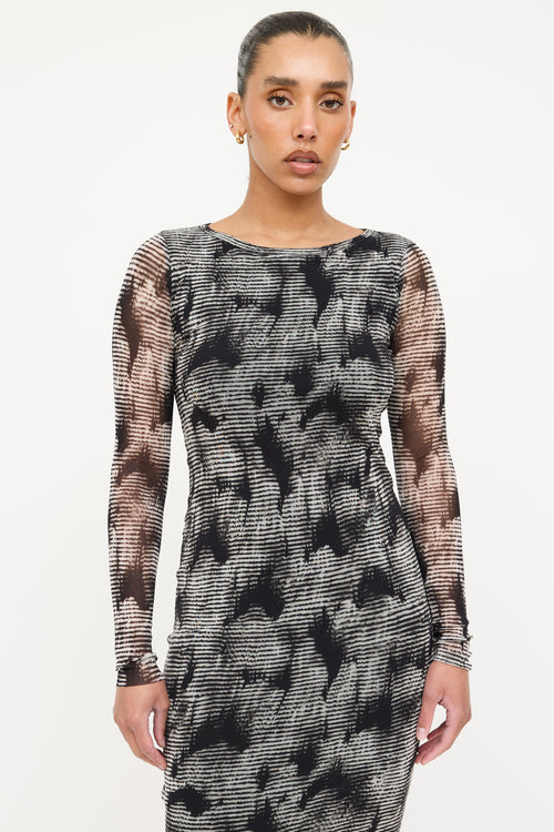 Fuzzi Sheer Patterned Mesh Dress