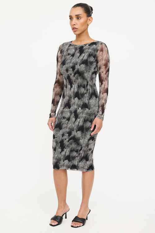 Fuzzi Sheer Patterned Mesh Dress
