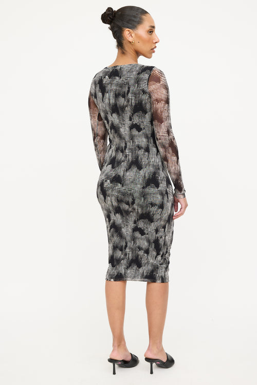 Fuzzi Sheer Patterned Mesh Dress