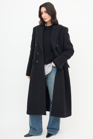 Goop Black Wool Double Breasted Coat