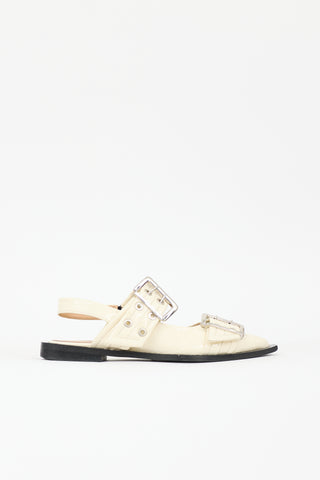 Ganni Leather Buckled Mule