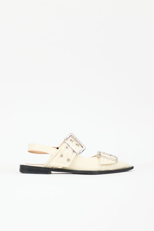 Ganni Leather Buckled Mule