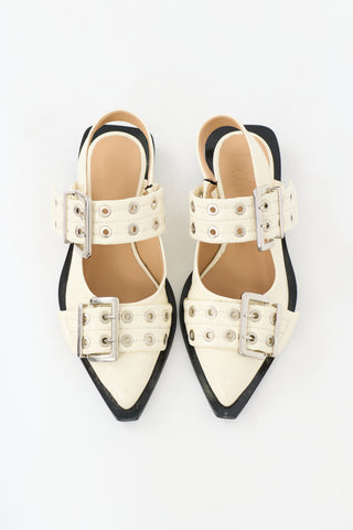 Ganni Leather Buckled Mule