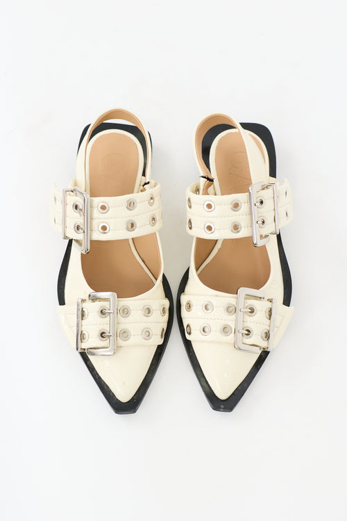 Ganni Leather Buckled Mule