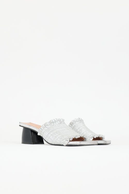 Ganni Leather Shirred Mule