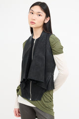 Gareth Pugh Washed Black Leather Zip Vest
