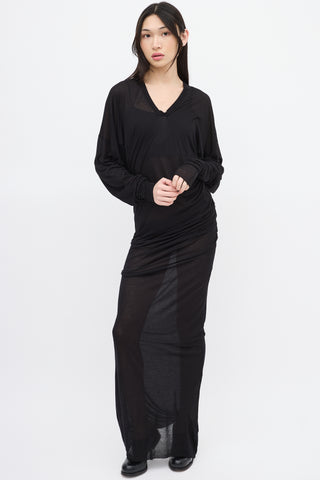 Gareth Pugh Black V-Neck Maxi Dress
