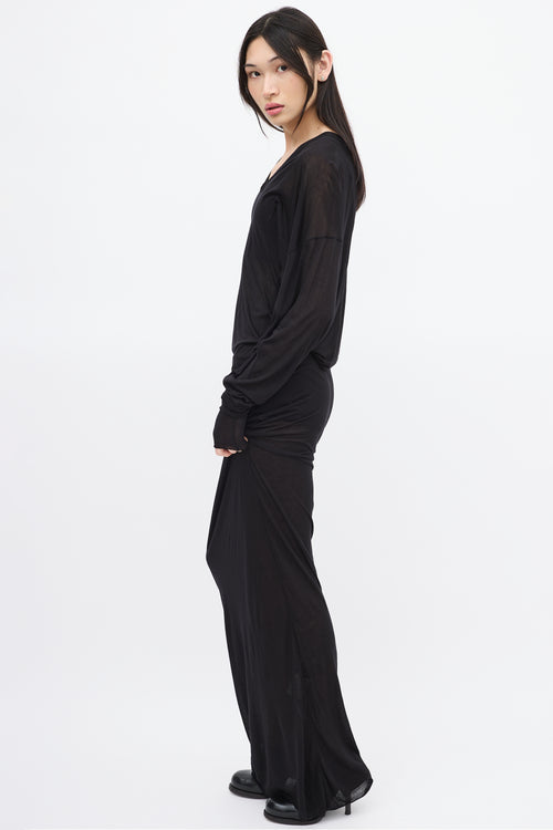 Gareth Pugh Black V-Neck Maxi Dress