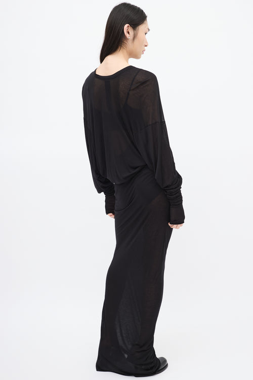 Gareth Pugh Black V-Neck Maxi Dress