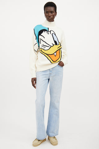 GCDS X Disney Cream & Multicolour Wool Knit Sweater