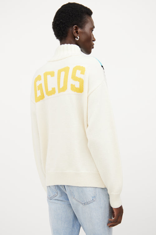 GCDS X Disney Cream & Multicolour Wool Knit Sweater