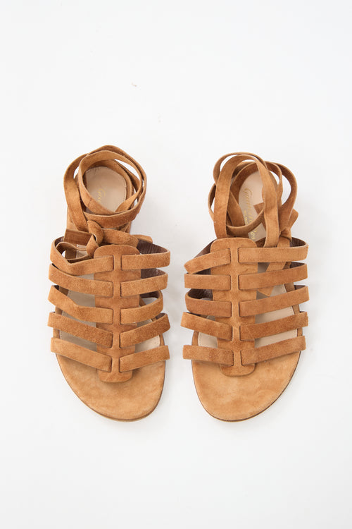 Gianvito Rossi Suede Pompeii Wrap Sandal