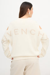 Givenchy Wool Logo Cold Shoulder Sweater