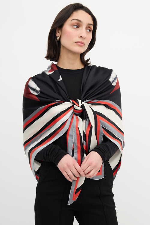 Givenchy Black & Multi Anchor Print Scarf