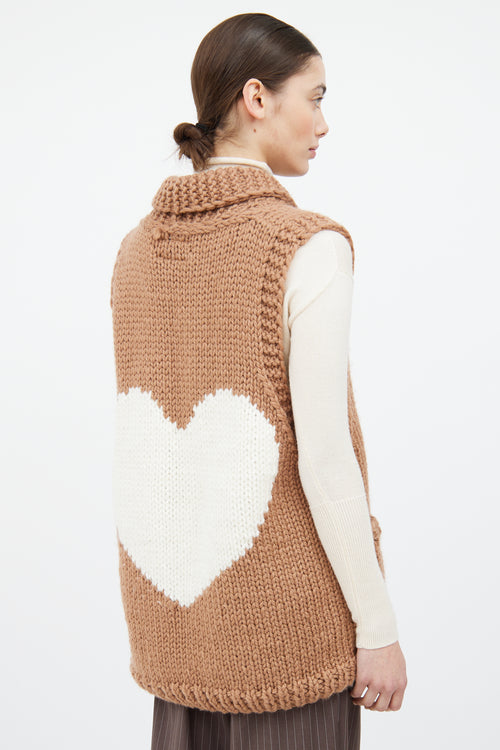 GOGO Brown & White Wool Heart Knit Vest