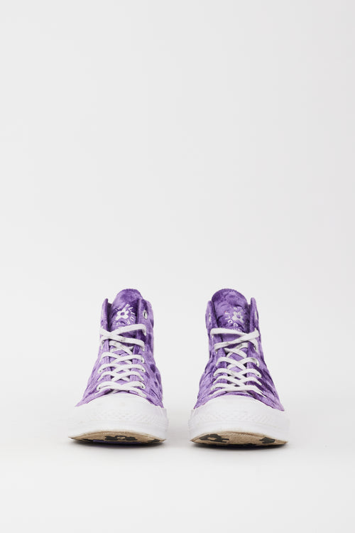 GOLF le FLEUR* X Converse Purple & White Quilted Velvet Chuck 70 Hi Sneaker