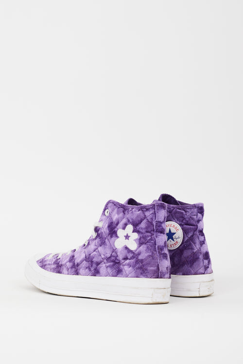 GOLF le FLEUR* X Converse Purple & White Quilted Velvet Chuck 70 Hi Sneaker