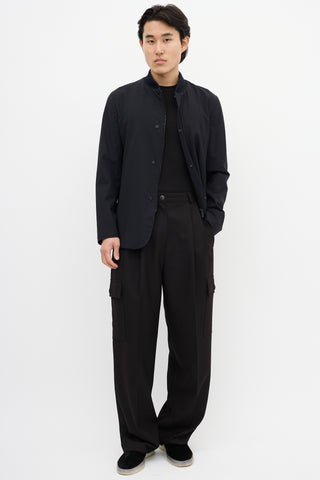Armani Navy Wool Stand Collar Jacket